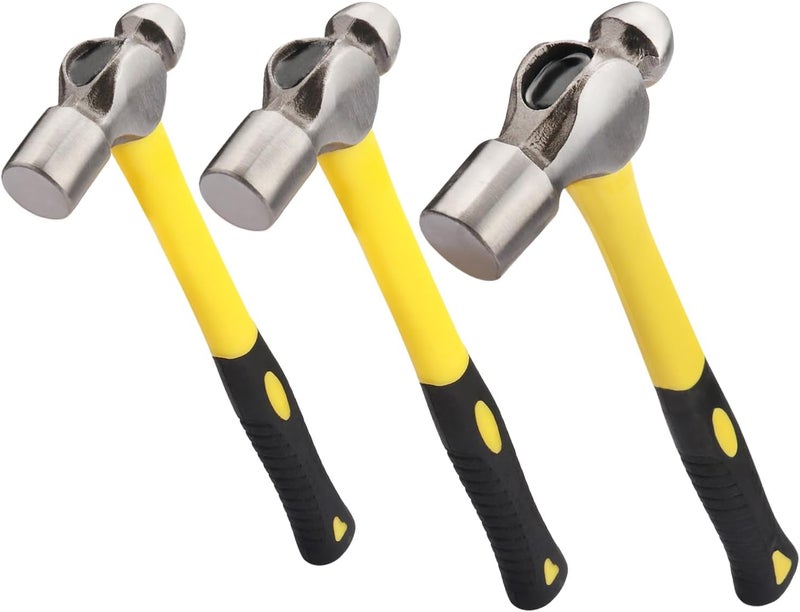 GENHAKON 3 PCS Ball Pain Hammer Set, 16oz+24oz+32oz, Sheet Metal Hammer, Ball-Peen Hammer with Forged Steel Head and Rubber Handle, by . - Image 1